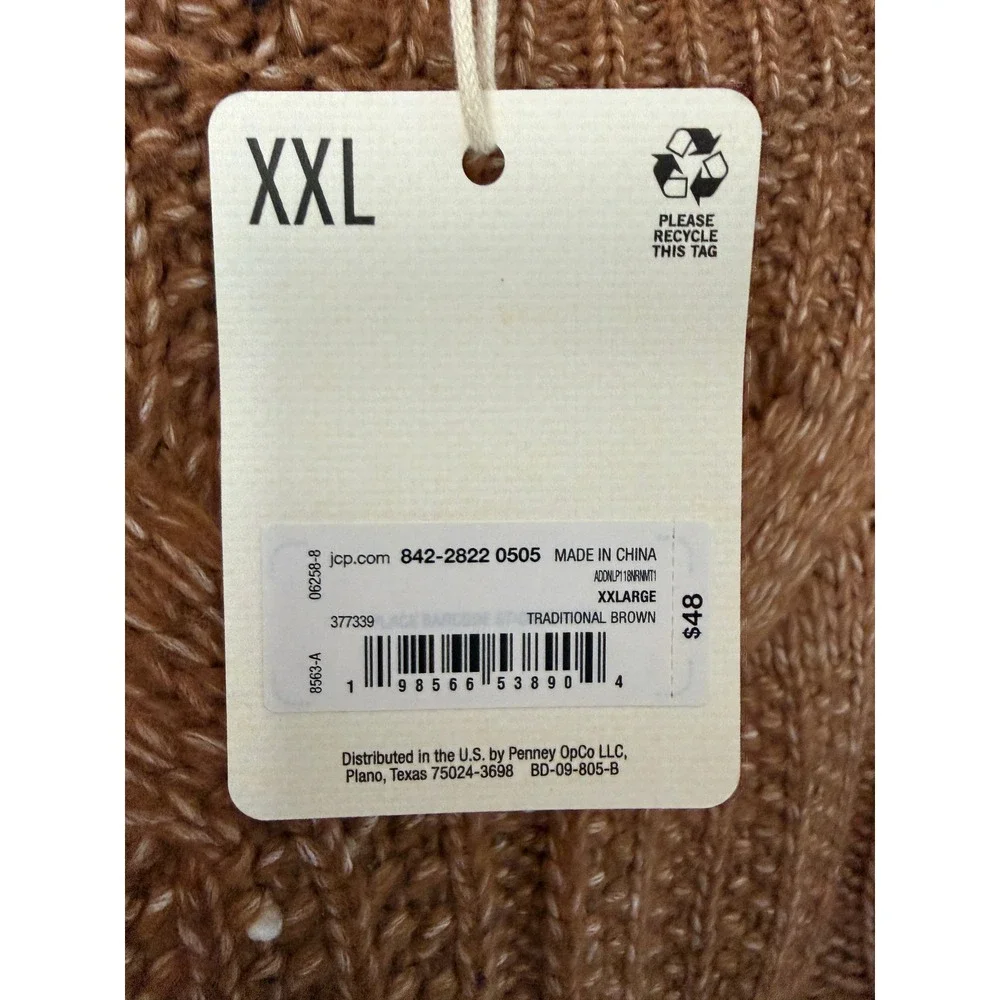 NWT ana Womens Cable Knit Funnel Neck Sweater XXL Brown Pullover Cozy Chunky
